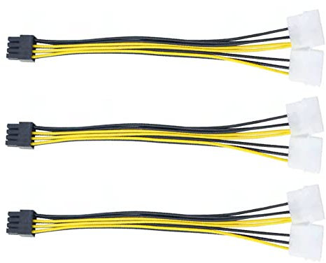 PHULWEL Molex to PCIe Power Cable, 3 Pack Dual 4 Pin Molex to 8-Pin PCI Express Power Adapter Cable for Video Graphics Card, ASUS, NVIDIA, AMD, EVGA GeForce,Gigabyte, Sapphire - 4 inch