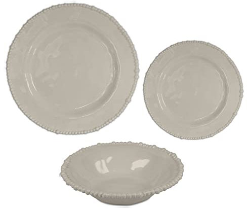 Baci Milano Collezione Joke Table & Kitchen Servizio Piatti da 18 Pezzi Colore Tortora