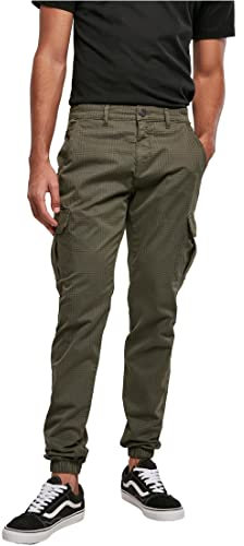 Urban Classics Herren AOP Glencheck Cargo Jog Pants Olive, S