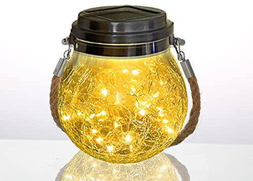 Lampe Solaire Extérieur Suspendu, XVZ Lanternes d'extérieur sphérique en verre IP65 étanche pour Jardins, Cours, Arbres, Vérandas, pavillons, Terrasse, Ramadan, Noël (lumière chaude)