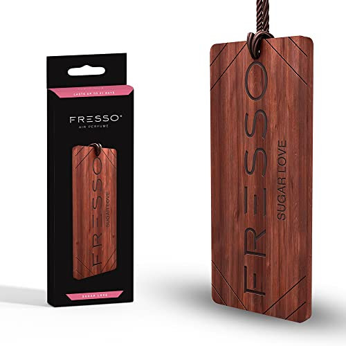 FRESSO Lufterfrischer Anhänger aus Holz, Das luxuriöse Parfüm für Ihr Auto, Autoduft (Sugar Love)