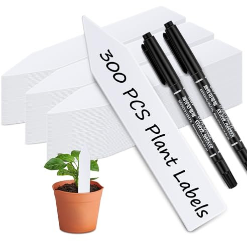 Plastic Plant Labels, 300Pcs Plant Tags Garden Plant Markers Plant Labels for Garden Seed Potted Herbs Flowers Vegetables, Multicolor (300PCS-White)