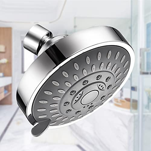 Duschkopf Kopfbrause Regendusche Ersatz Runder Duschkopf mit 5 Strahlarten Wandmontierter schwenkbarer ABS-Duschkopf Duschbrause Duscharmatur