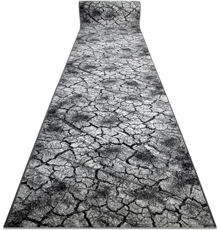 rugsx Läufer Silver Terra rissiger Boden, Flurteppich, Küchenteppich, Florteppich, modern, Diverse Größen, grau 100x430 cm