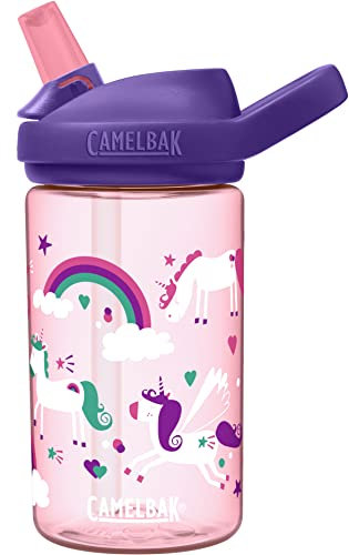 CamelBak eddy+ 14oz Kids Water Bottle with Tritan Renew – Straw Top, Leak-Proof When Closed, Unicorns