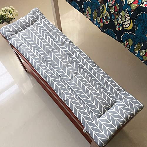 XIEMINLE Outdoor-Bankkissen, weiche, waschbare Sitzmatte, 2-, 3-, 4-Sitzer-, Sofakissen, lange Polsterung, Sitzpolster mit Bindebändern für Gartenbank, Möbel, Schaukelstuhl, 220 x 40 x 2 cm, Style4