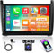 Radio para Coche Android 2+32G para VW Polo 2008-2020 con Wireless Apple Carplay y Android Auto, Pantalla táctil de 9 Pulgadas, GPS, Wi-Fi, SWC, Puerto USB Tipo C + cámara de Marcha atrás AHD