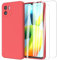 MIKULLE Funda para Xiaomi Redmi A1 / Redmi A2 4G con Cristal Templado Protector de Pantalla,Ultra Slim Protectora Anti-Choques Carcasa de Silicona Líquida TPU Suave Case Cover - Rojo