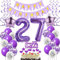 Deko 27. Geburtstag frauen Lila,Geburtstagsdeko 27 jahre frauen Luftballons 27 Geburtstag dekoration lila,Folienballon 27 Geburtstag deko frauen Violett Tortendeko 27 Geburtstag frau deko