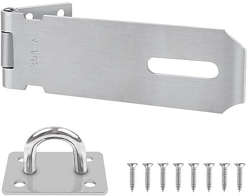 Yeepeo Padlock Hasp and Staple 5 Inch, Stainless Steel Shed Lock Hasp Heavy Duty Shed Door Latch Clasp Lock Padlock Staple Gate Lock Latch Security Hasp Staple Lock for Door Shed Window Cabinet