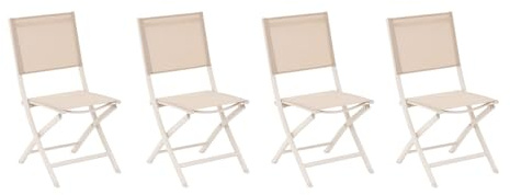 Hespéride - 4er-Set klappbare Gartenstühle ESSENTIA Leinen & Lehmfarben - Epoxidbeschichtetes Aluminium - Texalin - Lin/Ton