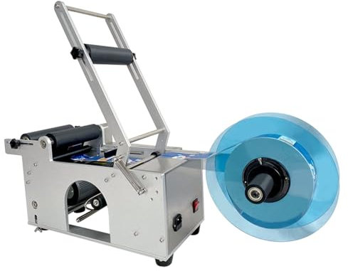 COYEUX Halbautomatische Rundflaschen-Etikettiermaschine, Verstellbarer Flaschenetikettierer, für 15–120 mm große Flaschen, 20–40 Stück/min, für runde Kunststoff- und Glasflaschen
