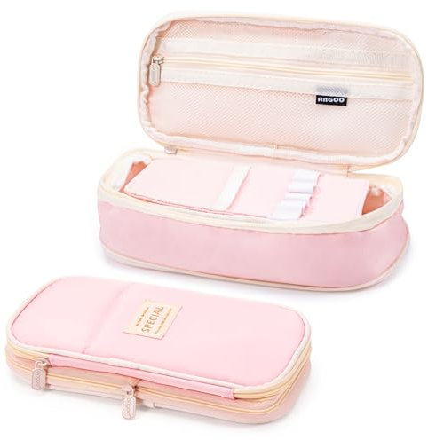 Vinuwu Pencil Case for Girls, Big Capacity Pencil Pouch with Zip, Cute Pen Cases for Kids, Large Storage Pencil Box Organiser, Aesthetic Stationery, Special Back to School-College Essentials-Pink