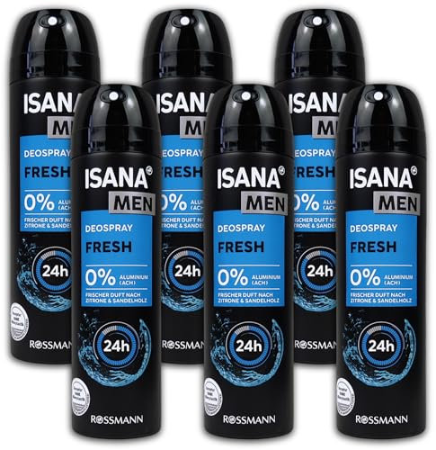 TopDeal 6 er Pack ISANA MEN Fresh 24 Deodorant Deospray 6 x 150 ml