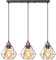 TOKIUS 3-flammig Pendelleuchte Vintage Industrial Hängelampe mit Geometrischem Design E27 Lampe aus Eisen Käfig Lampenschirm Retro Hängeleuchte für Esstisch Küche (Kupferrost, Pendellampe, Balken)