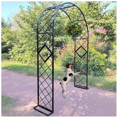 Metall Rosenbogen Gartenbogen Schwerlast Torbogen Rankhilfe Rankgitter verzinkt Stahl Pergola Bogen mit Sockel freistehend Kletterpflanzen Bogen(300x230cm)
