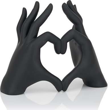 AMOIENSIS Black Heart Hand Statue Room Decoration, Love Hand Sculpture Wedding Decoration for Shelf Coffee Table Office Bedroom TV Cabinet Bookshelf Small Ornament Home Decoration