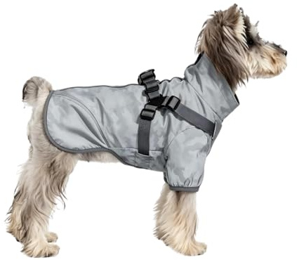 BT Bear Regenmantel für kleine Hunde, Regenjacke mit Geschirr, reflektierend, wasserdicht, für kleine Hunde, Camouflage, Größe L