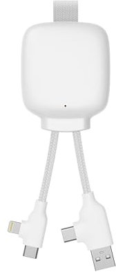 4-in-1 Multi-Connector USB Cable - Universal Charger and External Battery 3000 mAh Recycled Plastic - Xoopar Gamma Lite White