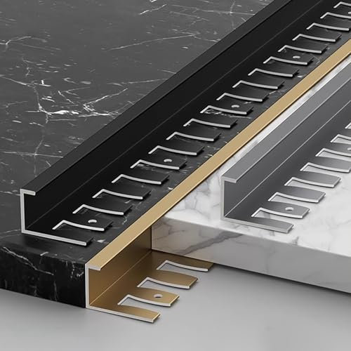 Raouoae Biegbares Abschlussprofil Für Wand- Und Bodenfliesen 135cm 2 Stück Einfassprofil Aluminium C-Form Profil Metallprofil Einfache Montage Für Ihre Fliesenabschlüsse(Bronzegold,Hoch: 9.5mm)