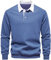 Tracksuits For Men Fleece Men Long Sleeve 2024 New 2024 Long Sleeved Collar Men'S Sweater Casual Versatile Bottom Tshirt Men (Blue, L)