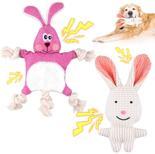 SilverChry Hundespielzeug Hase mit Quietschen, Plüschtier Hunde Spielzeug Hase, Hund Osterhase Spielzeug, Plüsch Spielzeug für Hunde Quietschende mit Knitterpapier