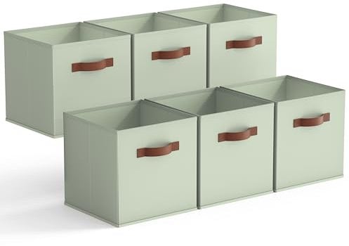 GRANNY SAYS Cube Storage Boxes, Pack of 6 Foldable Storage Cubes 27x27, Square Storage Boxes for Shelves, Decorative Storage Cube Boxes, Kallax Storage Boxes for Organising Craft Supplies, Sage Green