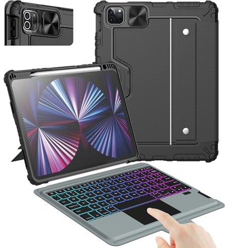Nillkin Keyboard Case for iPad Air 11 Inch (M3 2025/M2 2024/5th/4th Gen), iPad Pro 11 inch 4/3/2/1 Gen, Detachable Case with Adjustable Stand, Pencil Holder, Multi-Touch Trackpad, Black