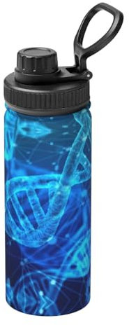 Gourde d'hydratation en acier inoxydable avec chaîne ADN pour photo, camping, randonnée, double paroi isolée