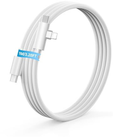 2 in 1 USB C to C/Lighting Cable, Type-C Cable, USB-C Multi Phone Charger Cord Compatible for iPhone 17/16/15/14/13, iPad, Carplay and More 3.2FT/1M