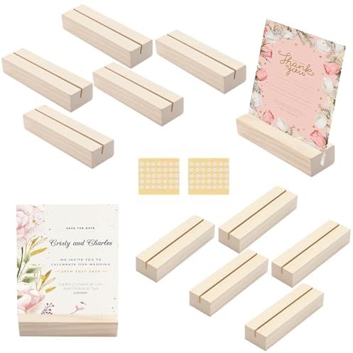 Luxoraiova Kartenhalter Holz 10 Stück – Tischkartenhalter aus Holz, 5 Gerade & 5 Schräge Kartenständer Fotohalter Postkartenhalter für Hochzeiten, Menükartenhalter, Bankette, Partys & Events