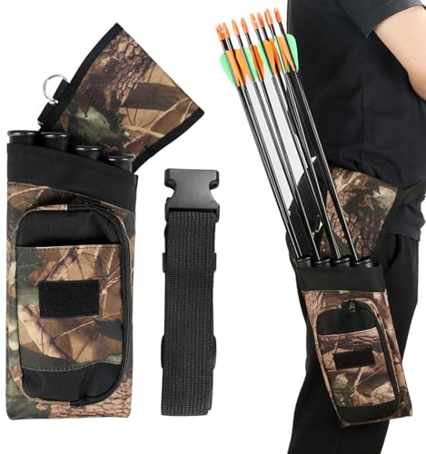 Sparklenut Archery Quiver, Back Hip Arrow Quiver, 4 Tubes Arrow Holder, Adjustable Archery Bag, fit for Compound Bow and Recurve Bow