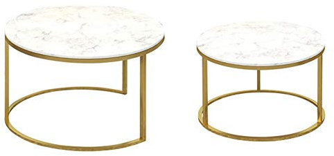 SaryEdge Beistelltisch, Beistelltisch, Beistelltisch aus Marmor, Metallrahmen, runder Nachttisch, Wohndekorationsset(