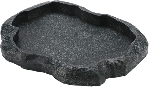 CYTGOUPER Reptilien Wasserschale, Robuste ABS Harz Imitation Rock Wasserschale Schildkröte, 18 * 14 * 2cm Schildkrötenhaus für Haustier Schildkröte Chamäleon Eidechse (Grün M)