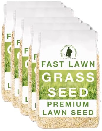 Fast Lawn Grass Seed, 5kg (up to 300sqm) Premium Quality Fast Growing Grass Seeds. Tailored for UK Climate. Hardwearing Lawn Seed Perfect for New Lawns, Overseeding & Patch Repair. DEFRA Approved