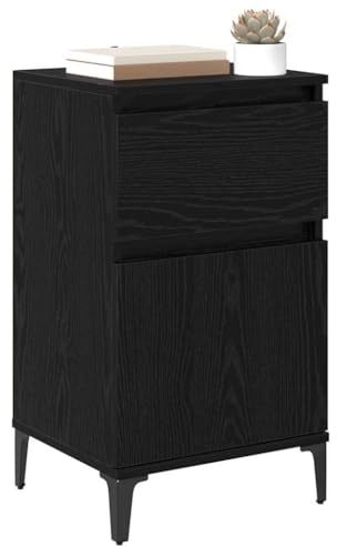 vidaXL Bedside Cabinet Black oak 40 x 35 x 70 cm Engineered wood, Modern Bedroom, Rectangular Nightstand, Compact Table, Ample Storage, Stylish Bedside Stand, Functional Furniture