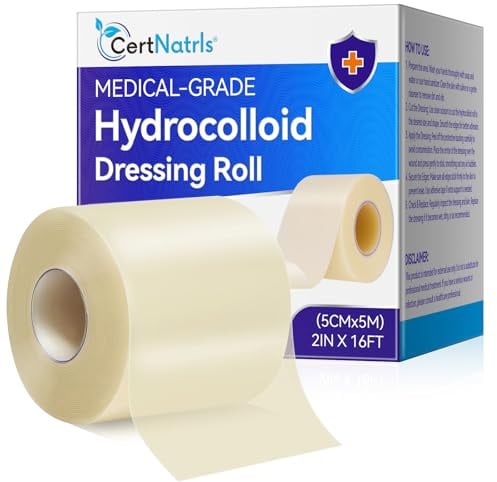 Rouleau de pansement hydrocolloïde 5 cm x 5 m | Rouleau hydrocolloïde – Pansement autocollant et imperméable | Pour ampoules, coupures, boutons et petites plaies | Respirant, doux pour la peau et