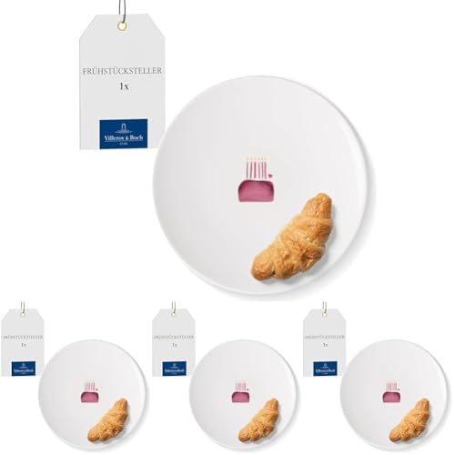 Villeroy & Boch – With Love Frühstücks-/ Dessertteller Happy Birthday Weiß, Spülmaschinenfest, Mikrowellensicher, Teller Geburtstagstorte, Geschirr Keramik, Geschenk Geburtstag, Premium Porzellan