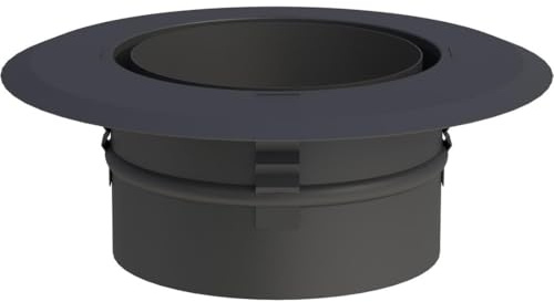 Feuercampus Ofenrohr Wandfutter Ø 130 mm Schwarz mit Zentrierfedern und Wandrosette, hitzefest, für Kaminöfen und Schornstein, einfache Montage, langlebig, CE-zertifiziert