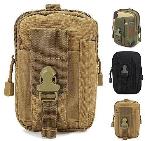 ZhaoCo Taktische Hüfttaschen, Nylon Militär Kompakt MOLLE EDC Tasche Gürteltasche Beutel Taille Taschen für Gadget-Dienstprogramm Handy Camping Wandern und Reisen - Khaki