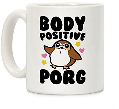 LookHUMAN Body Positive Porg Parodie weiße Keramik-Kaffeetasse, 325 ml