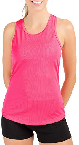 Mivaro Damen Tanktop Pink - luftiges Fitness Top für Yoga, Training, Laufen oder Fitnessstudio - schnelltrocknendes Funktionsshirt mit Rückenausschnitt und Komfortschnitt - Größe: XL
