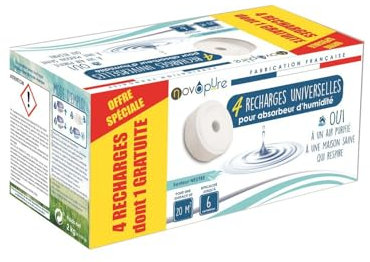 NOVOPURE - Recharge galet pour absorbeur d'humidité 500g 3+1 gratuit Neutre