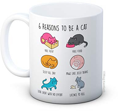 6 Reasons to Be a Cat - Funny Mug for Cat Lovers Ceramic Coffee Mug