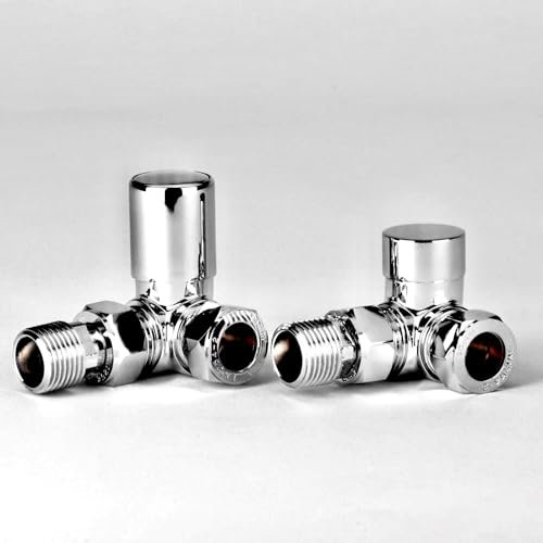 Greenedhouse Sofia Chrome Central Heating Corner Valve for Radiators and Towel Rails 1/2inch - 15mm Designer Radiator Valve,Brass