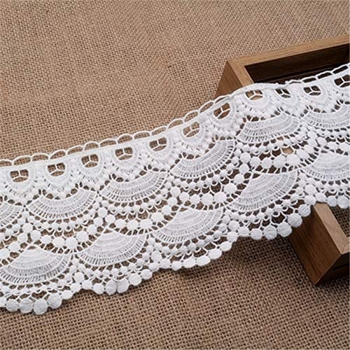 3 Yard 11cm-12cm Baumwolle spitzenband vintage-style Spitze Spitzenborte Häkelspitze Häkel-Borte Häkelband Spitzenbesatz Dekoband für Nähen Handwerk Hochzeit Deko Scrapbooking Geschenkbox (Weiß)