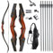 Toparchery 60 Zoll Jagdbogen Takedown Recurve Bogen und Pfeil Set für Erwachsene Bogenschießen Holzbogen 30-50 lbs Rechtshänder (50lbs)