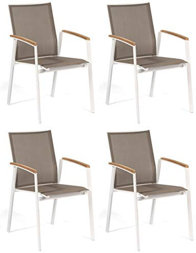 Sonnenpartner 4er-Set Stapelstühle Fresno Aluminium/Textilen weiß Stapelstuhl
