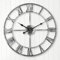 ARVINKEY Silent Wall Clock, European Farmhouse Vintage Clock with Roman Numerals, 40cm Non-Ticking Battery Operated Metal Skeleton Decorative for Home (Silver)