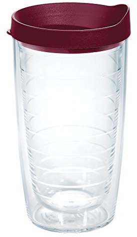 Tervis Klarer & farbenfroher isolierter Trinkbecher, 473 ml, Kunststoff, kastanienbrauner Deckel